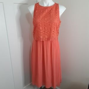 LOFT Coral Crochet Dress